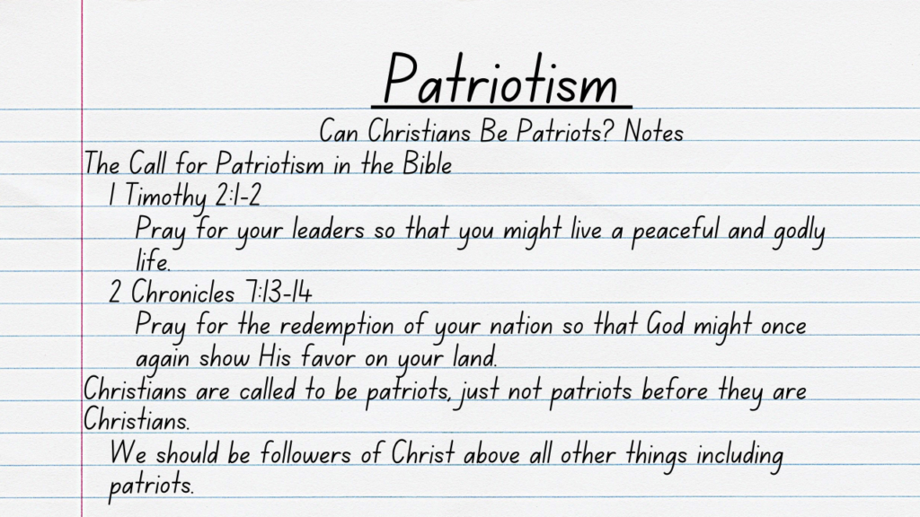 patriotism in the bible Can Christians Be Patriots?